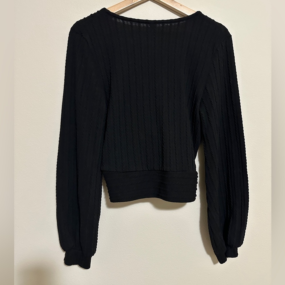 ♻️ Zaful Black Wrap Blouse - Picture 6 of 6